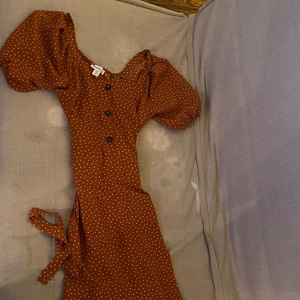 Monteau Rust Polka Dot Midi Dress